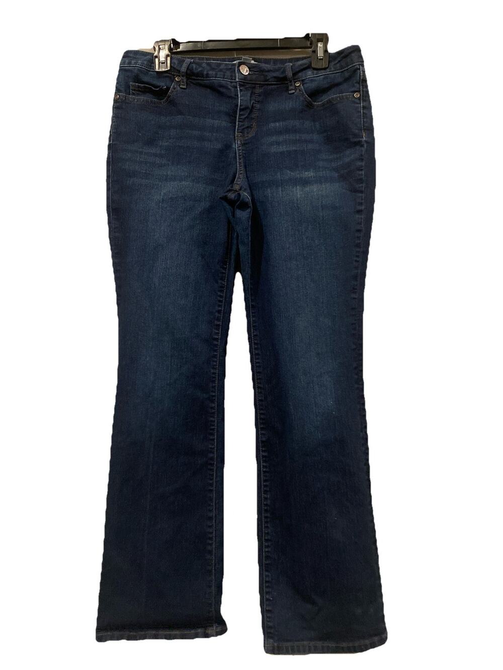 New York & Company size 12 Mid Rise Straight Leg Dark Blue Jeans Size 12 Petite